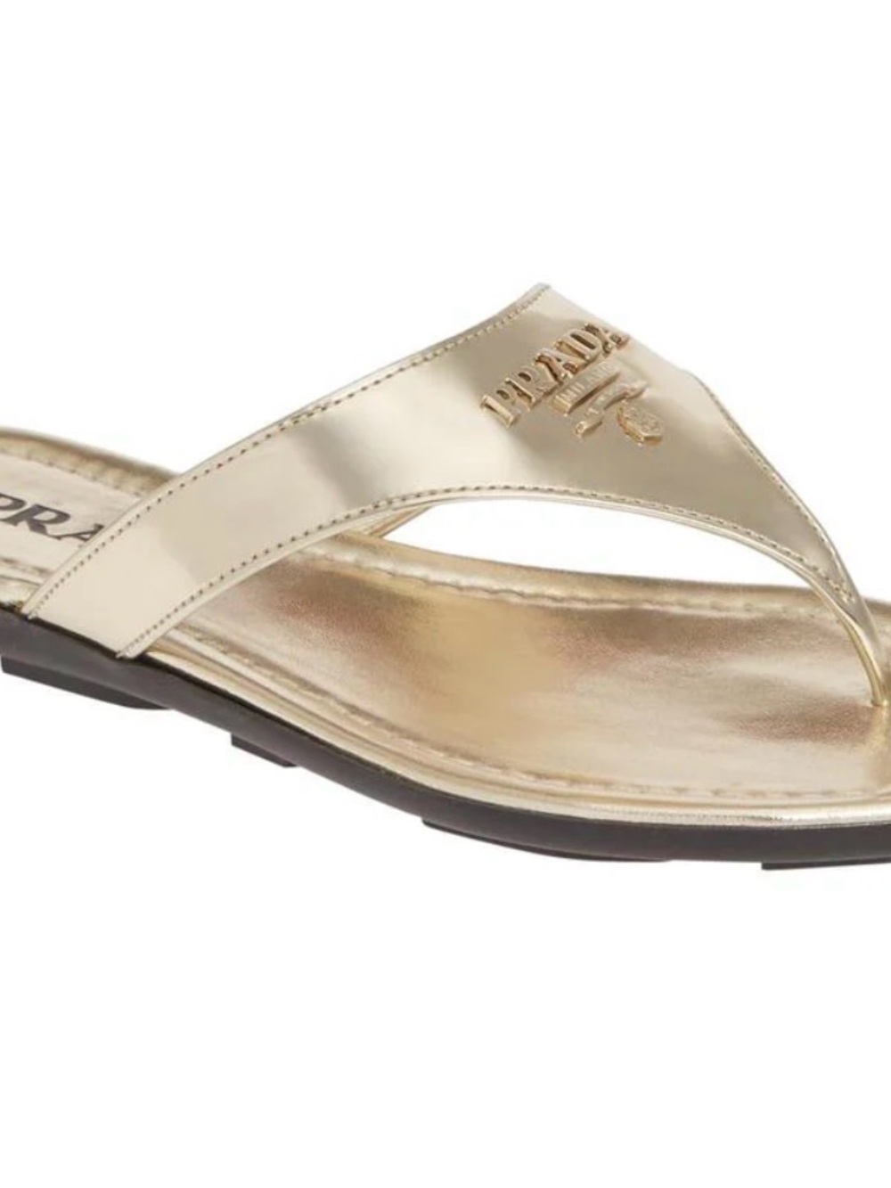 Prada Metallic Gold Toe-Post Sandals for Women - Picture 2 of 7